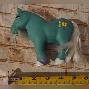 RARE VINTAGE 1984 LANARD TOYS Fakie Phoney PONY HORSE Green, Yellow Flowers